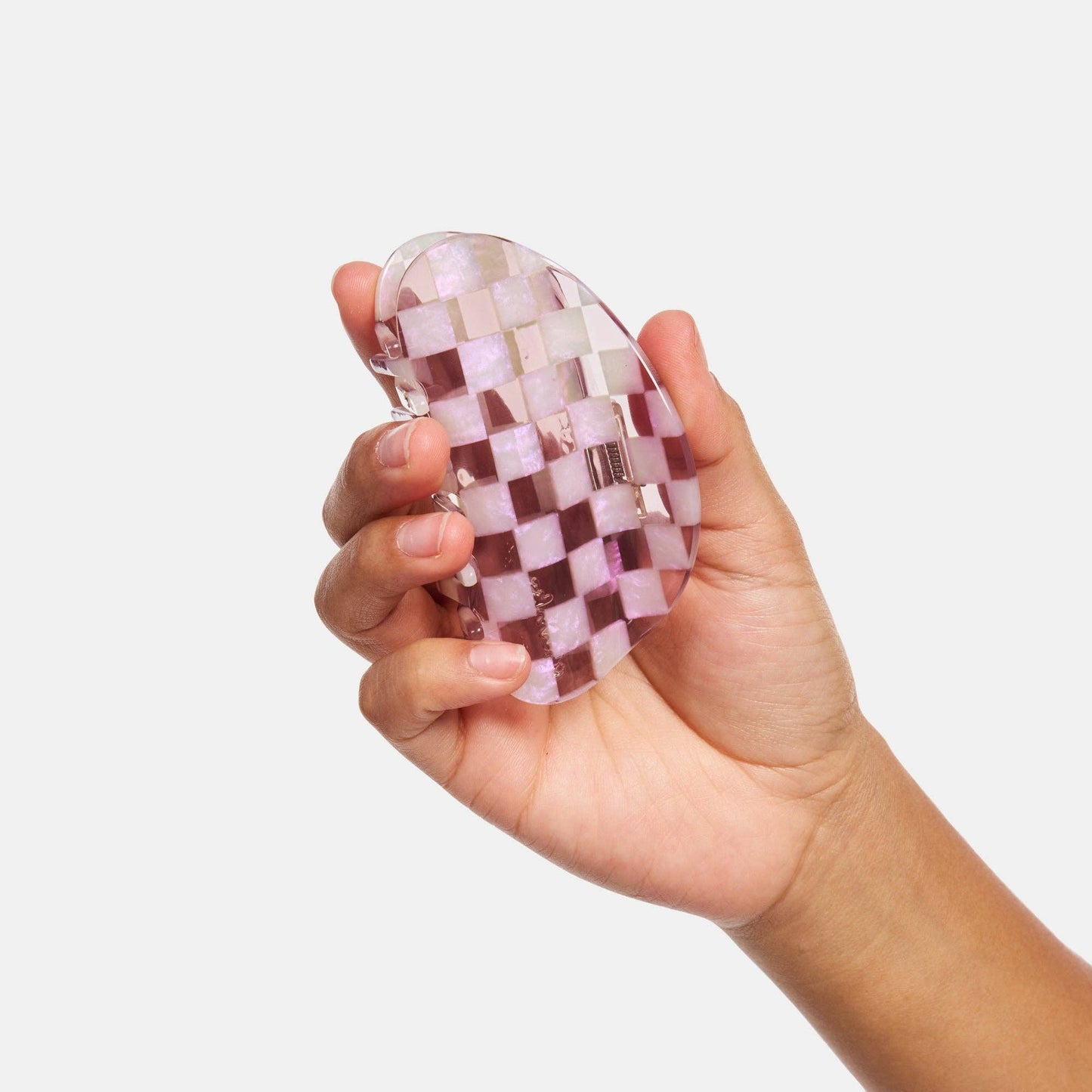 Checker Claw Clip in Smoky Quartz