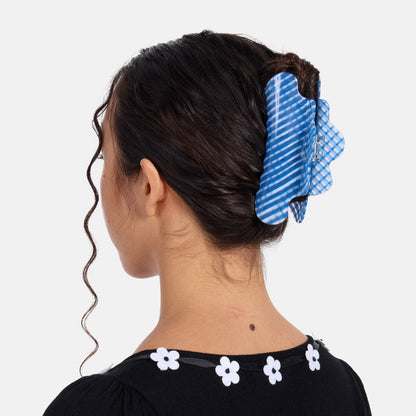 Nimbus Claw Clip in Blue Lattice